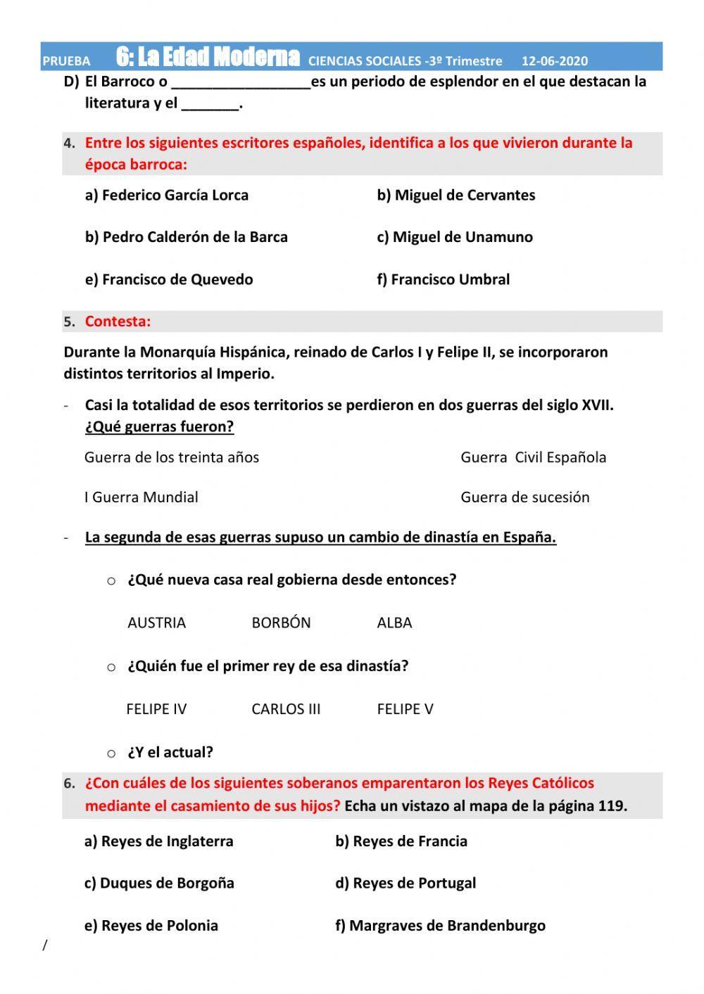 PRUEBA TEMA 6: LA EDAD MODERNA