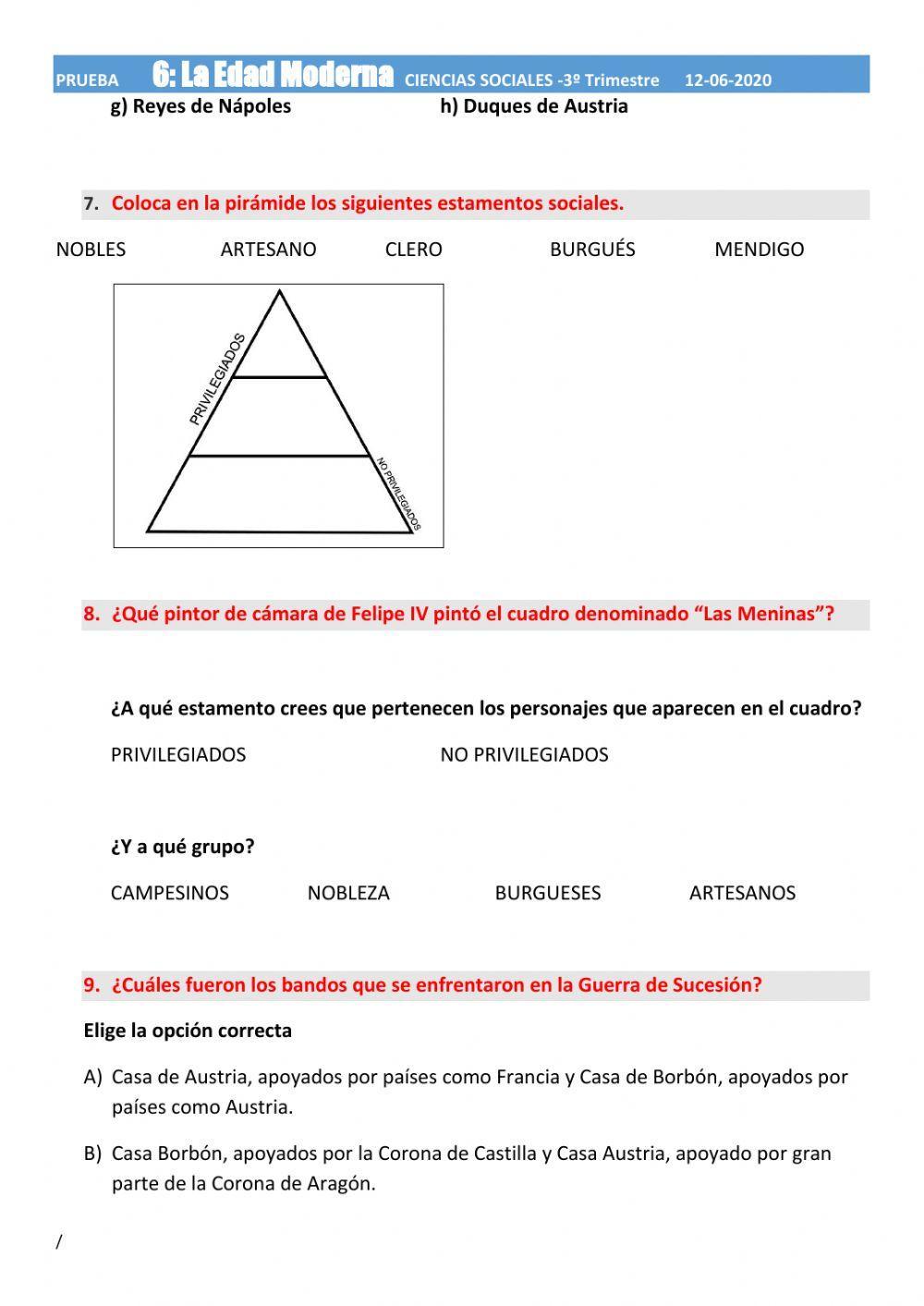 PRUEBA TEMA 6: LA EDAD MODERNA