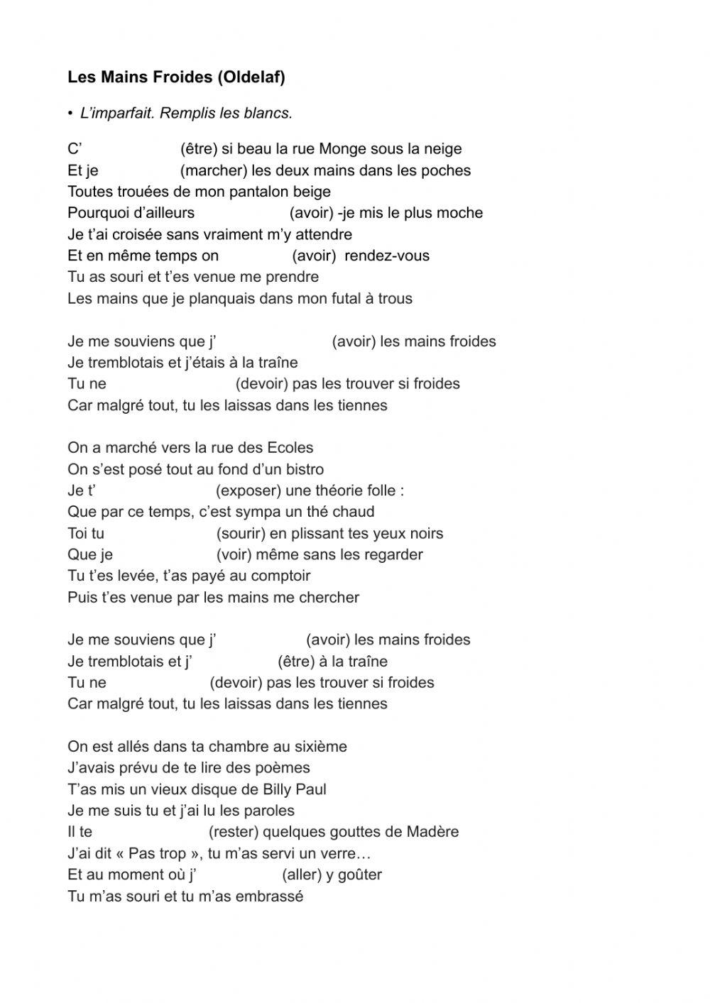 Les mains froides (Oldelaf) - L'Imparfait