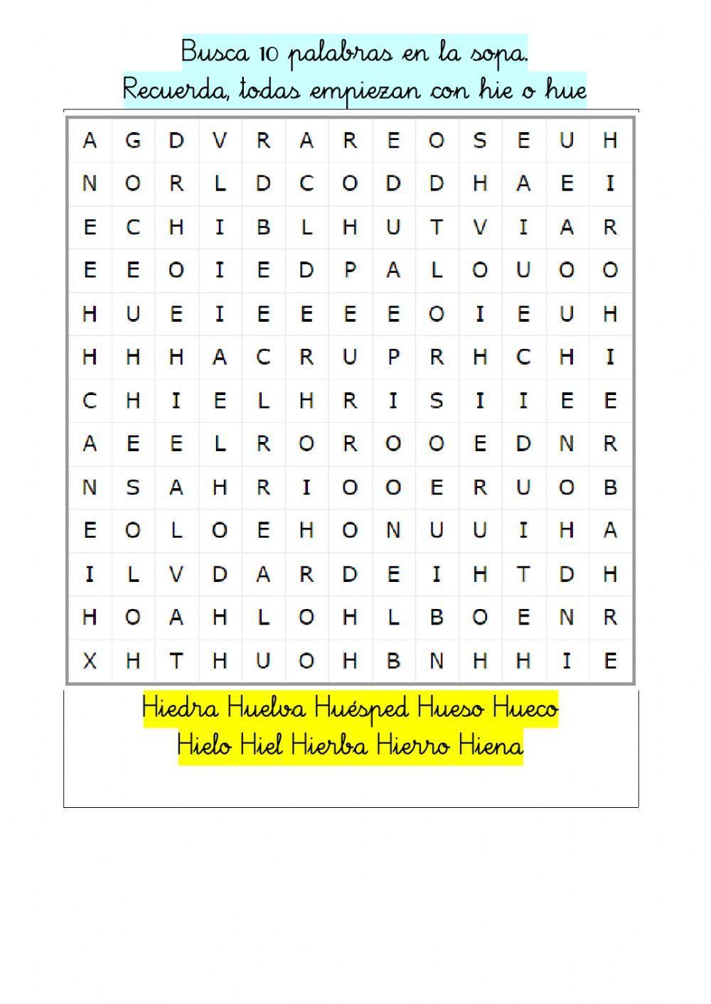 Ortografía hie y hue