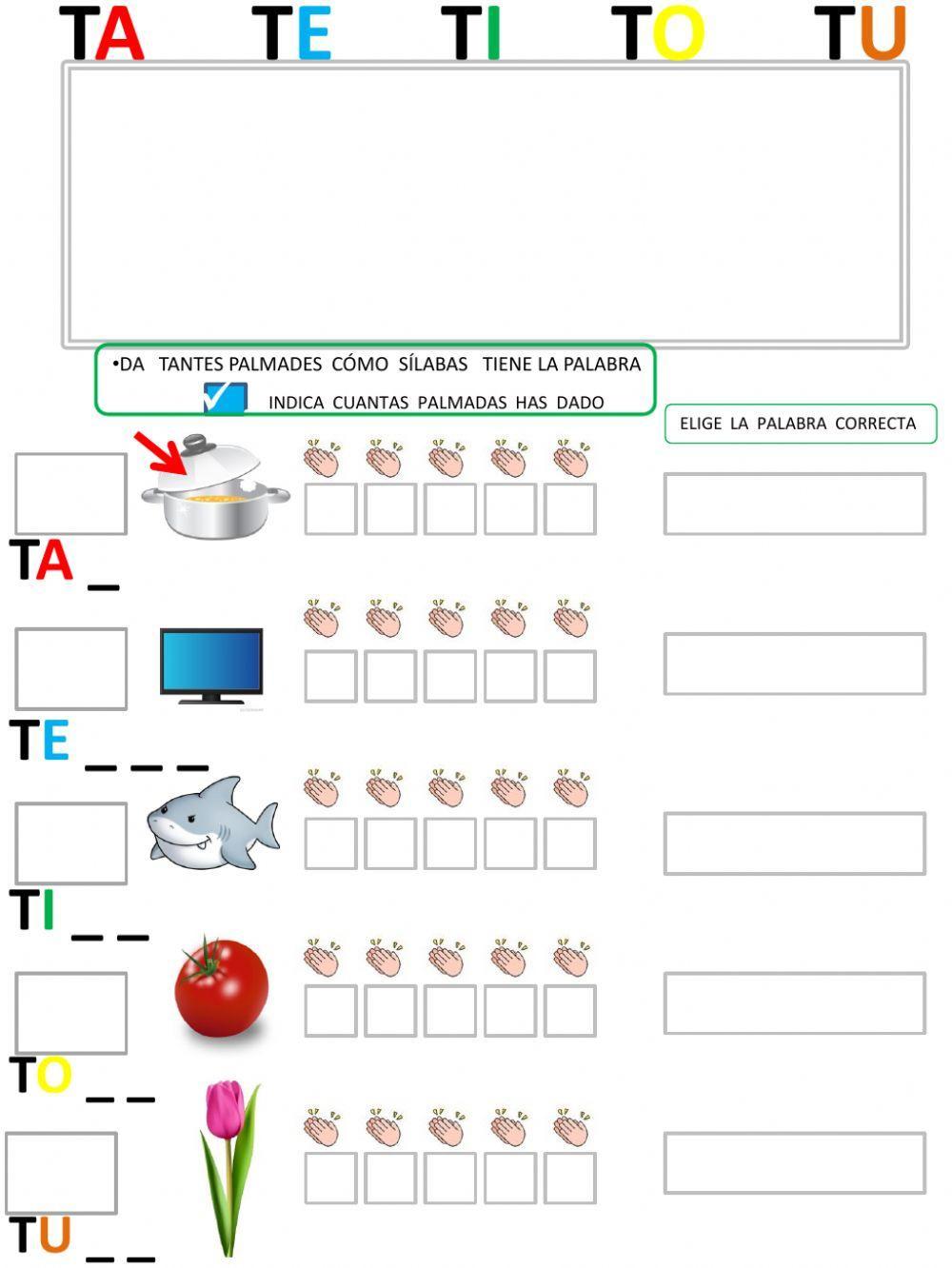 La sílaba: ta, te, ti,to,tu