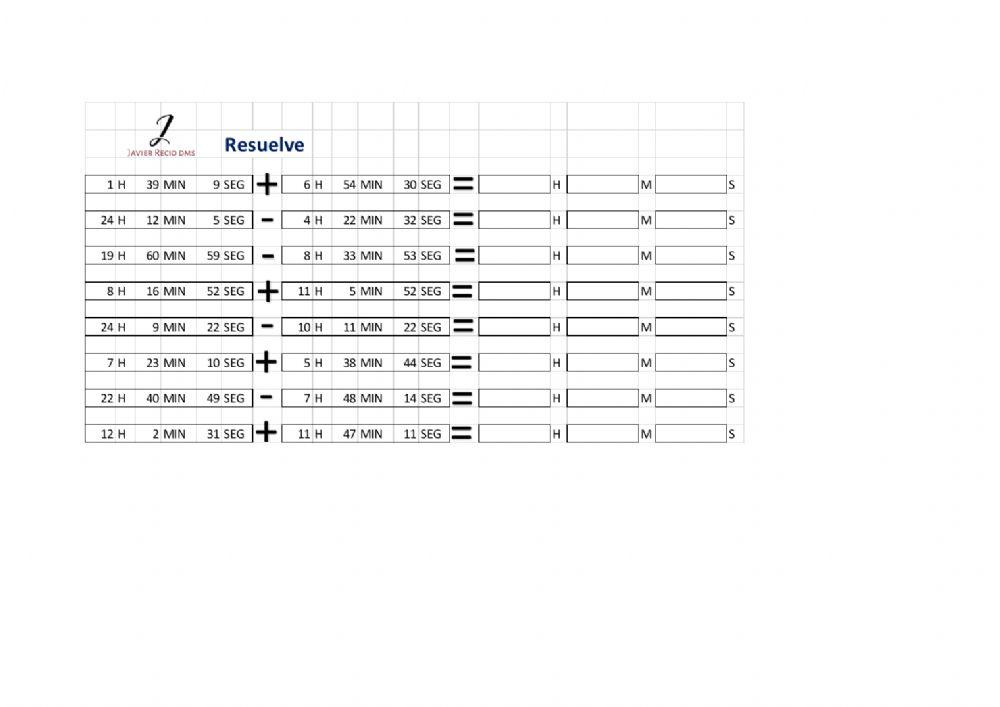 Sumas y restas de tiempo J8