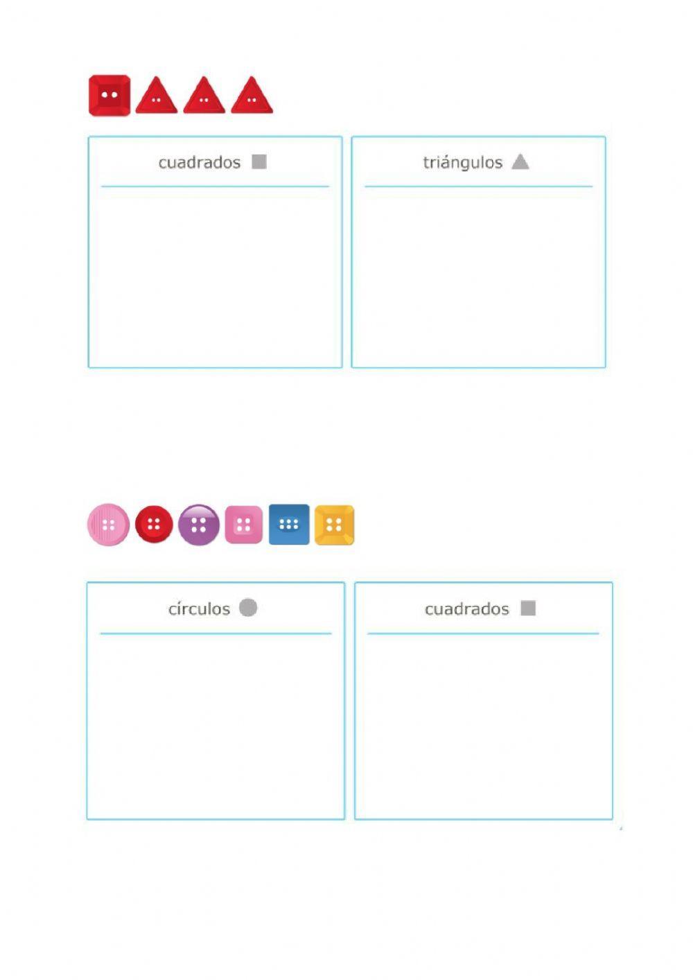 Clasifica botones según su forma