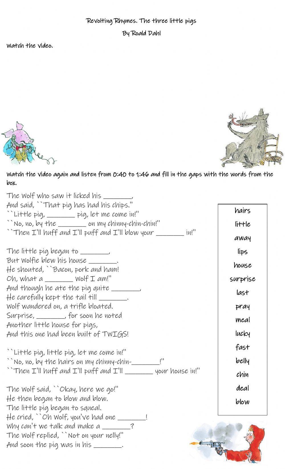 Revolting Rhymes -The three little pigs- By Roald Dahl