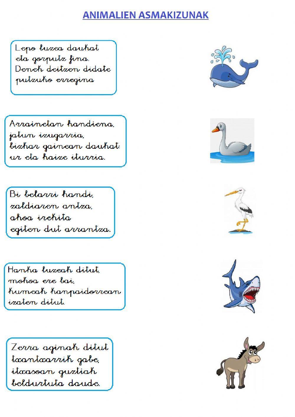 Animalien asmakizunak