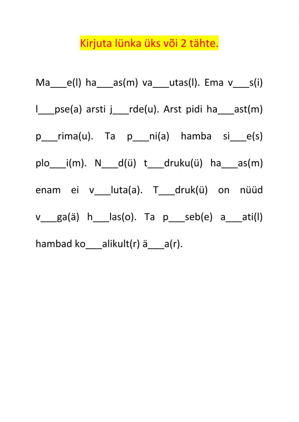 Täishääliku ja suluta kaashääliku pikkus