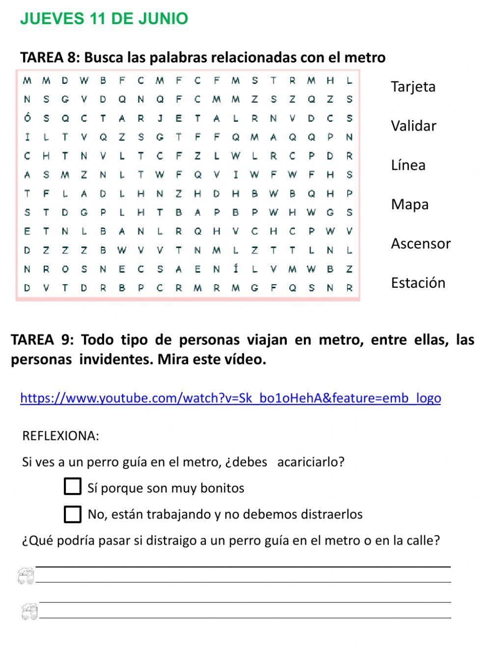 Metro: crucigrama y reflexión