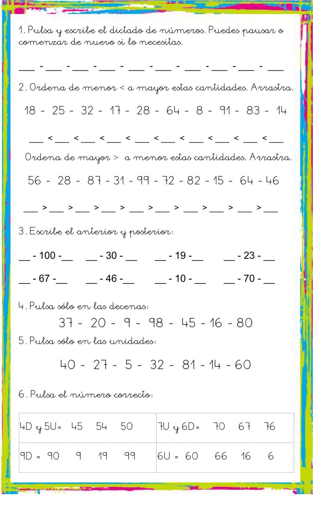 Numeración hasta 99 II