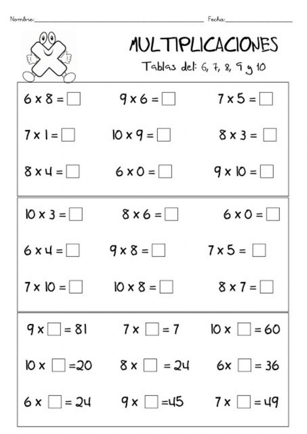 Tablas de multiplicar Tablas de multiplicar