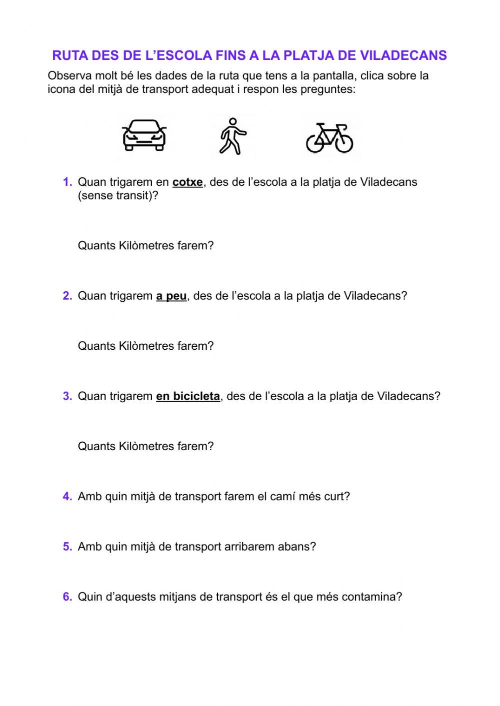 Ruta des de l'escola fins a la platja