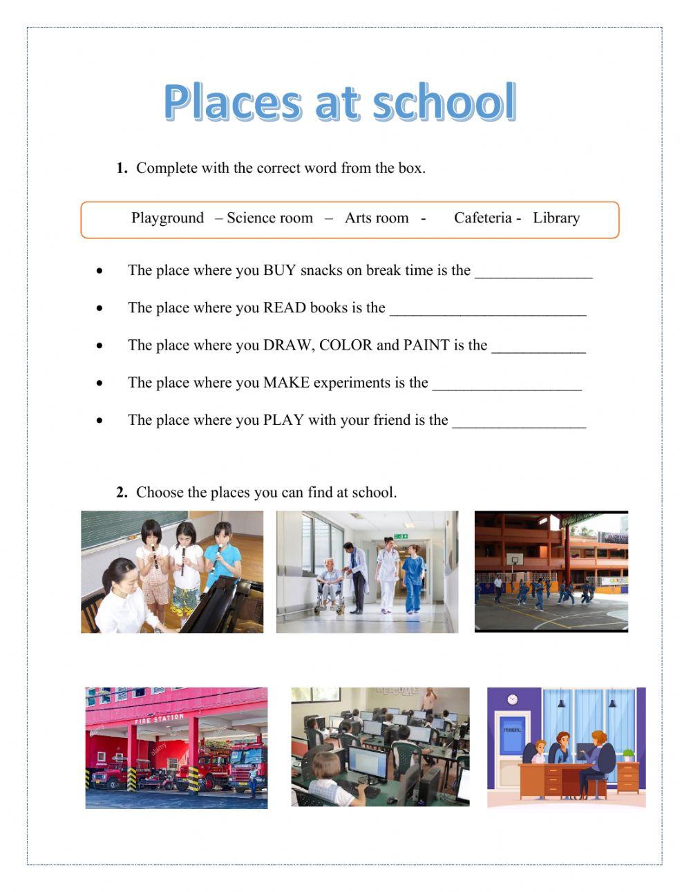 Places at school interactive activity Live Worksheets