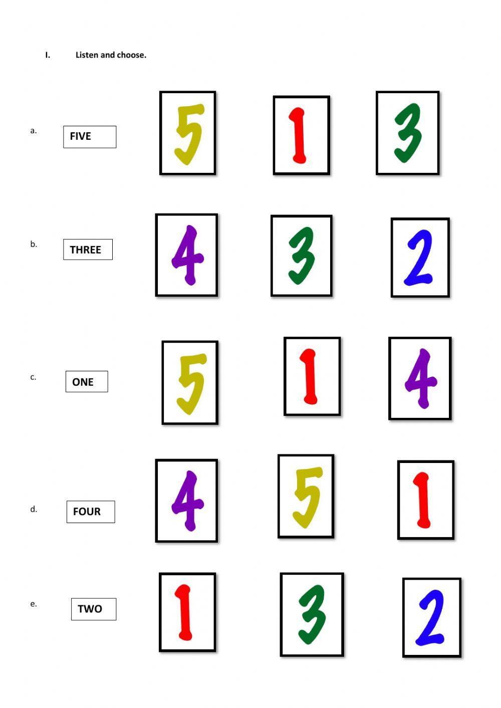 Places in the school- Numbers (1 to 5)