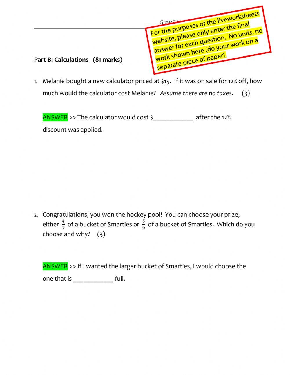 Grade 7 June 2019 Exam - Part 1