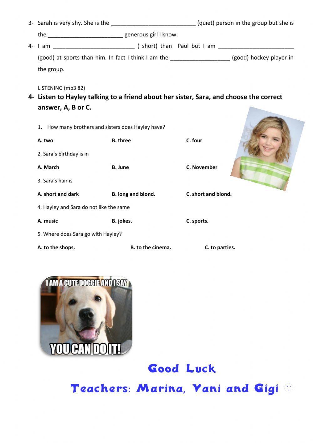 Test on comparatives and superlatives