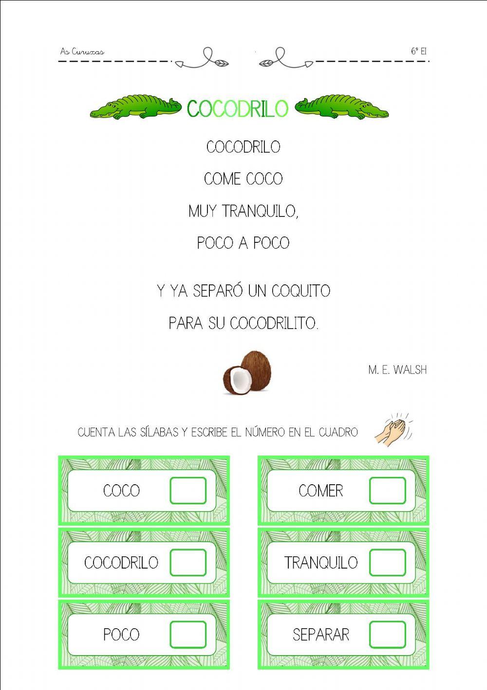 Leer poema y contar sílabas