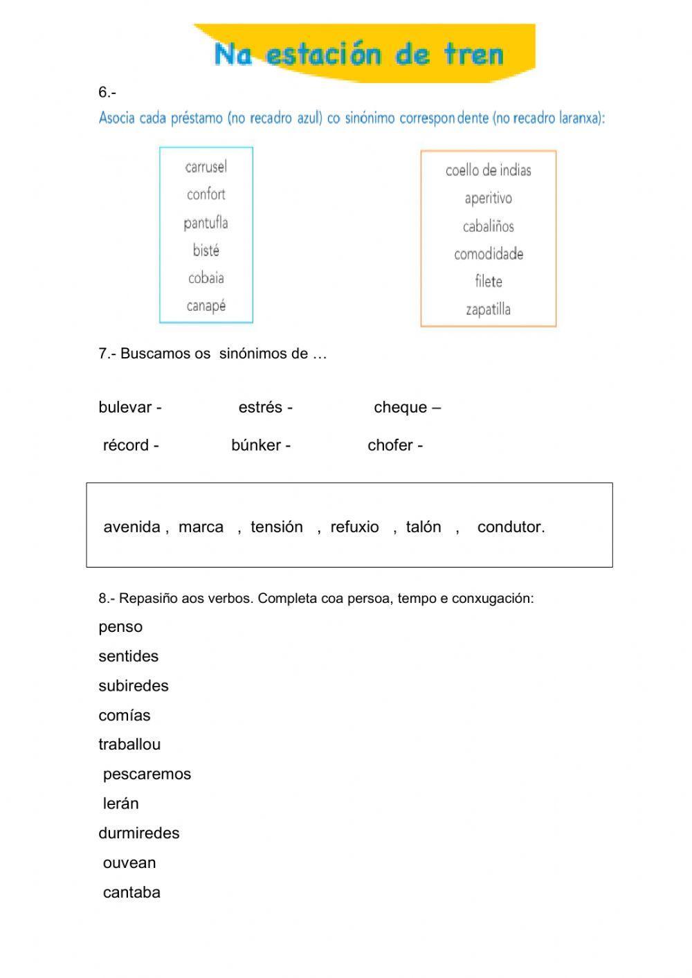A todo tren vocabulario