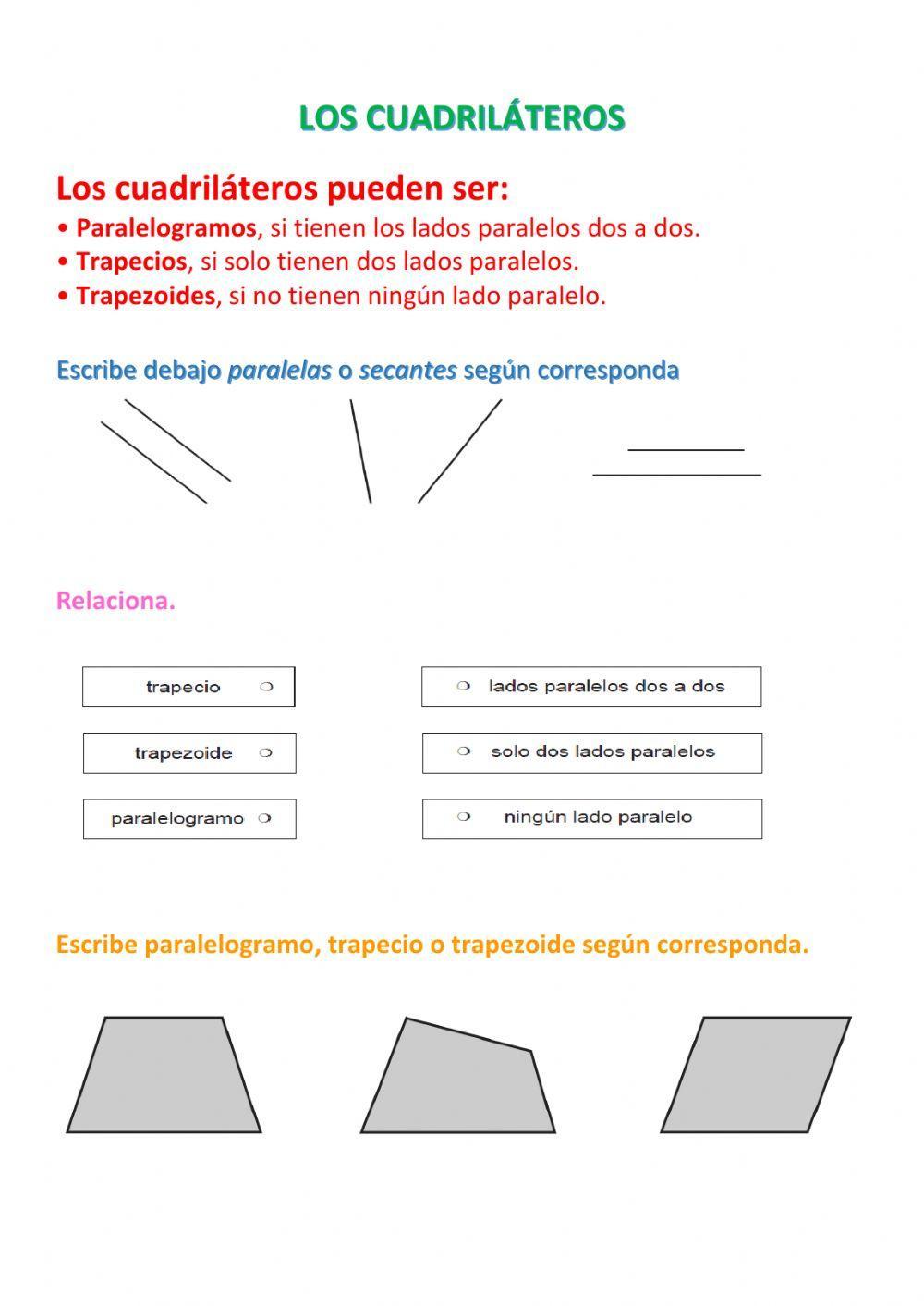 Clases de triángulos y clases de cuadriláteros