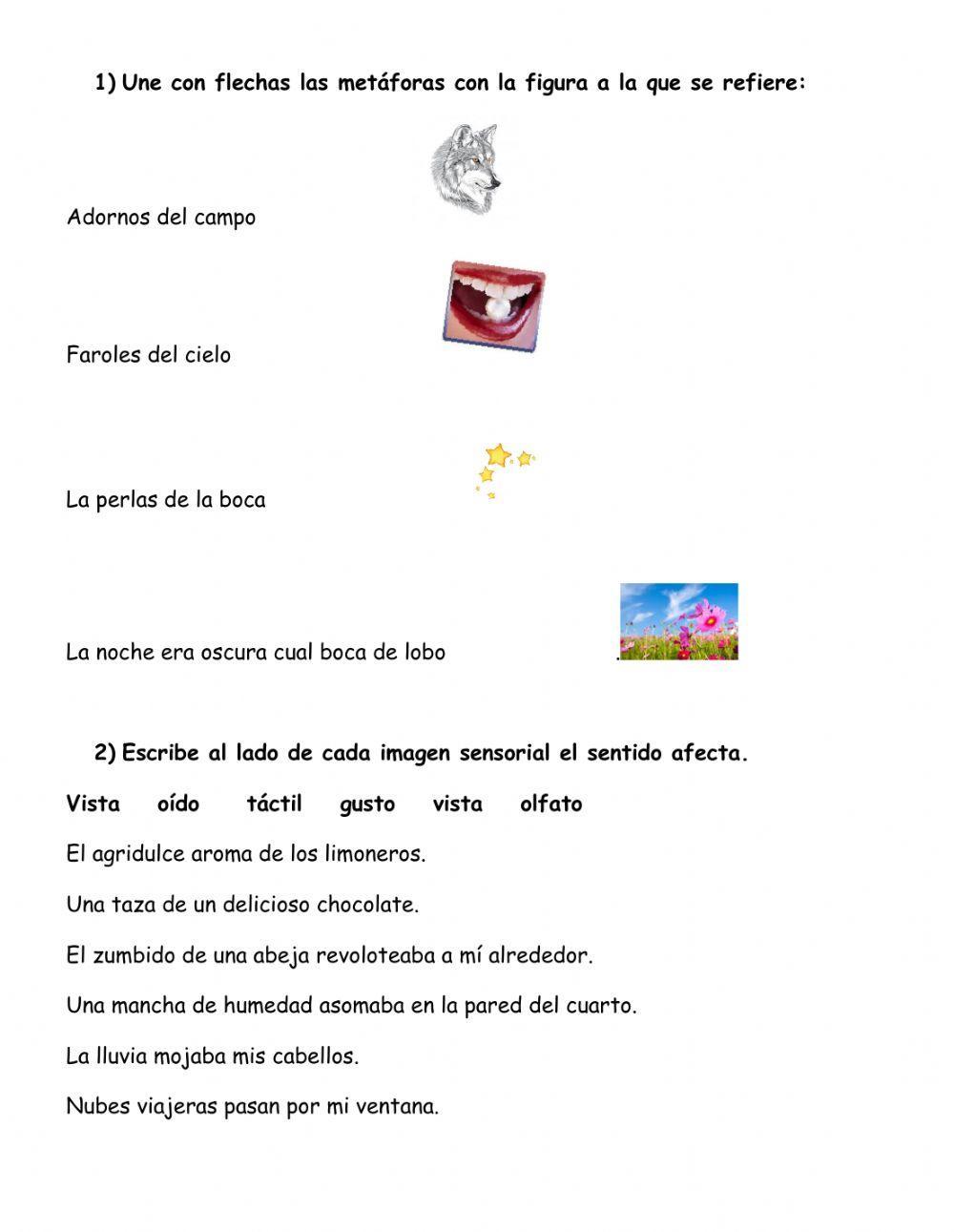 FICHA 2: METÀFORAS E IMÁGENES SENSORIALES