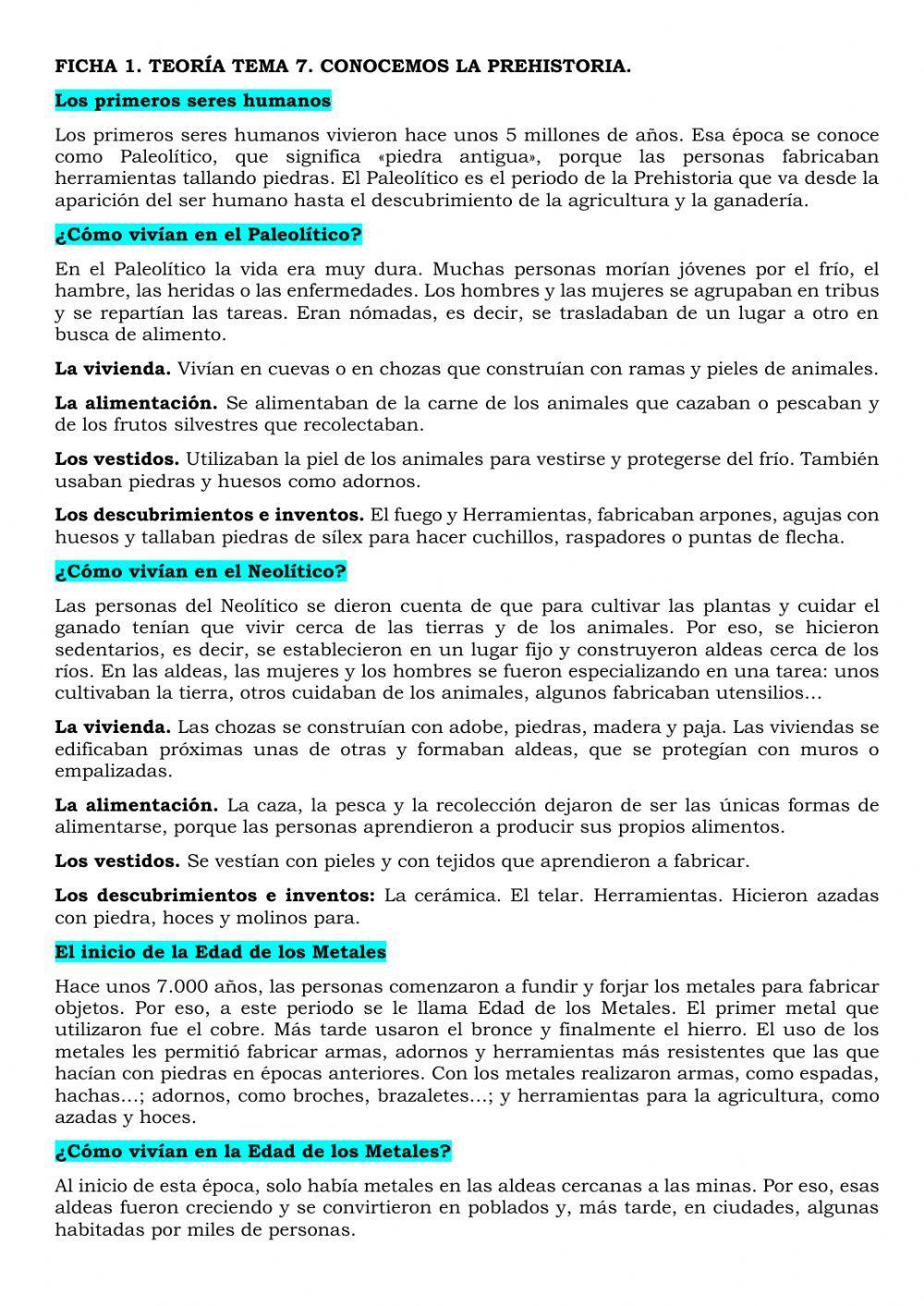 Paleolitico, Neolitico, Edad de Bronce