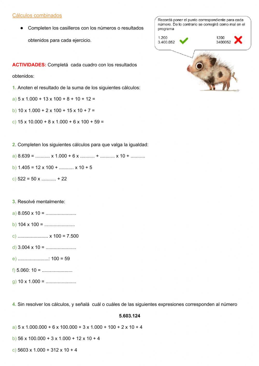 Operaciones combinadas (10,100,1.000)