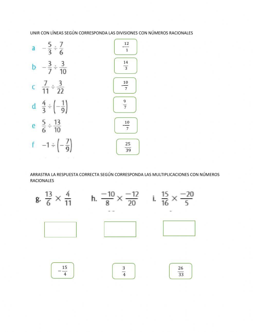 Multiplicacion y division de racionales