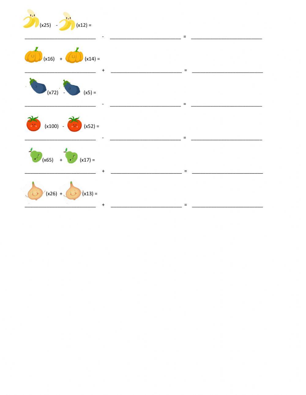 Maths with Fruit and Vegetables