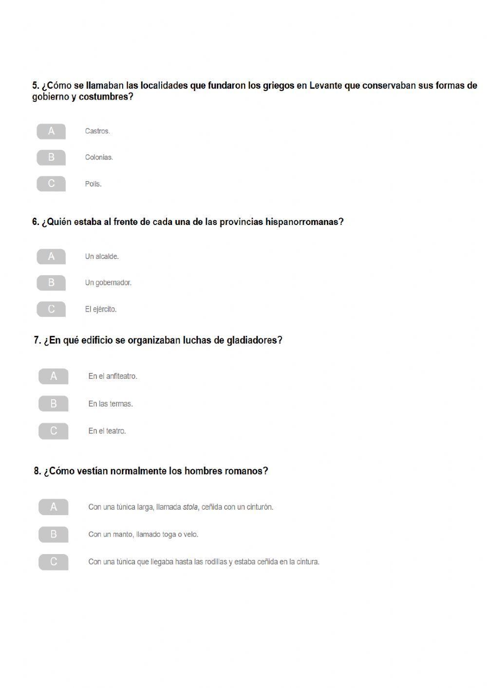 Test de la hispania romana