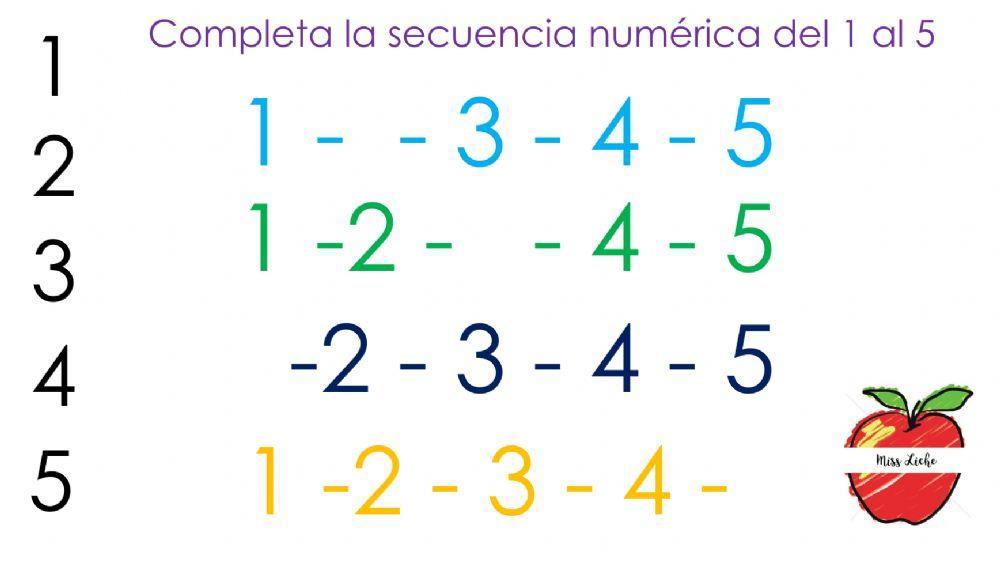 Completa la secuencia del 1 al 5