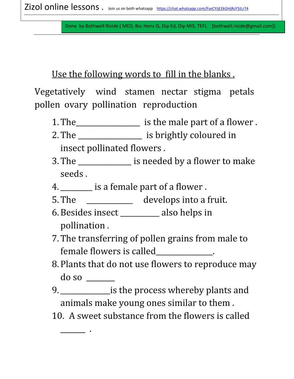 Grade 7 plant reproduction by Bothwell Riside