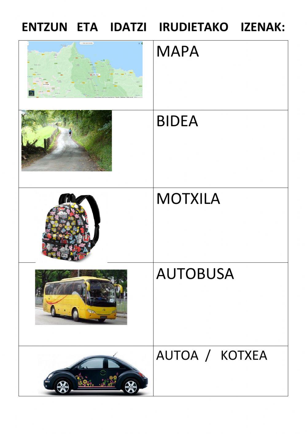 Txangoa prestatzeko  hitzak