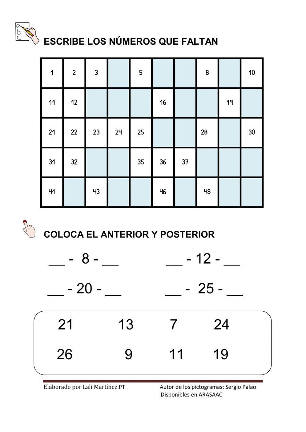 Números del 1 al 50