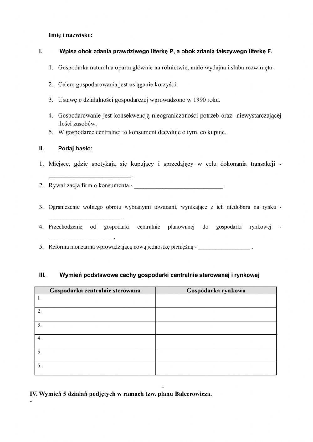 Podstawy gospodarki rynkowej