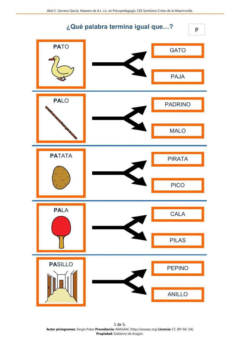 QUE PALABRA TERMINA IGUAL - P en sílaba directa INICIAL