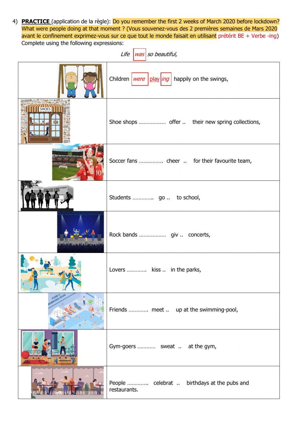 Activities before lockdown