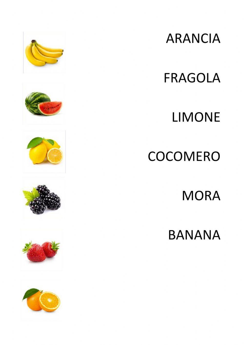 Collega il nome della frutta