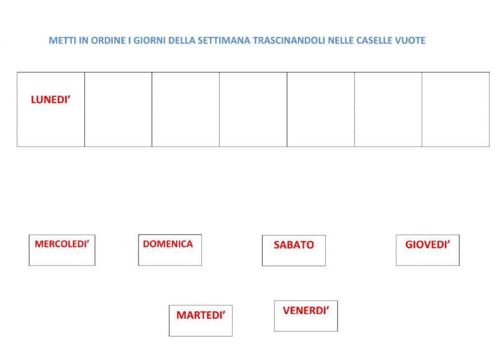 I giorni della settimana I giorni della settimana