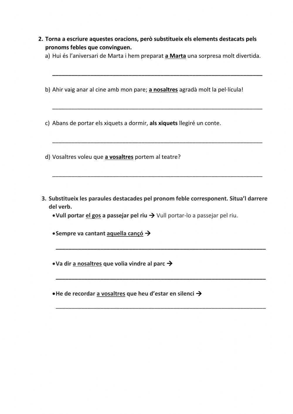 Els pronoms personals febles