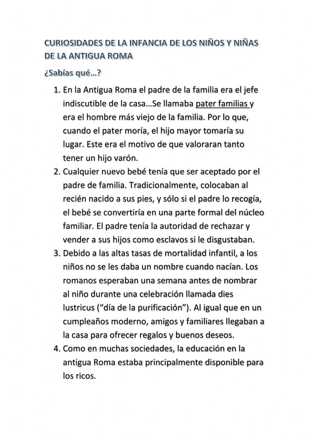 Curiosidades Antigua Roma