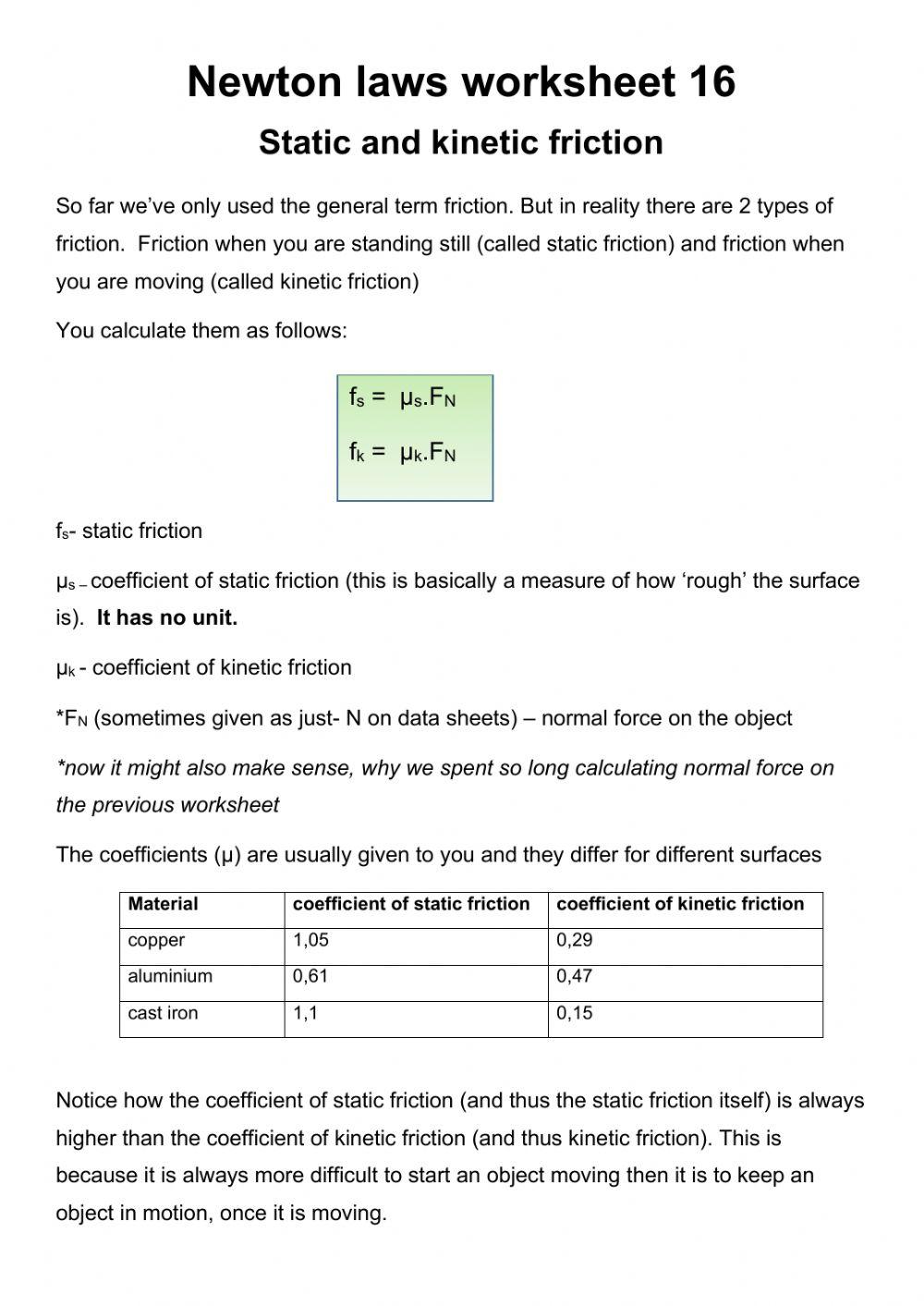 Newton laws worksheet 16