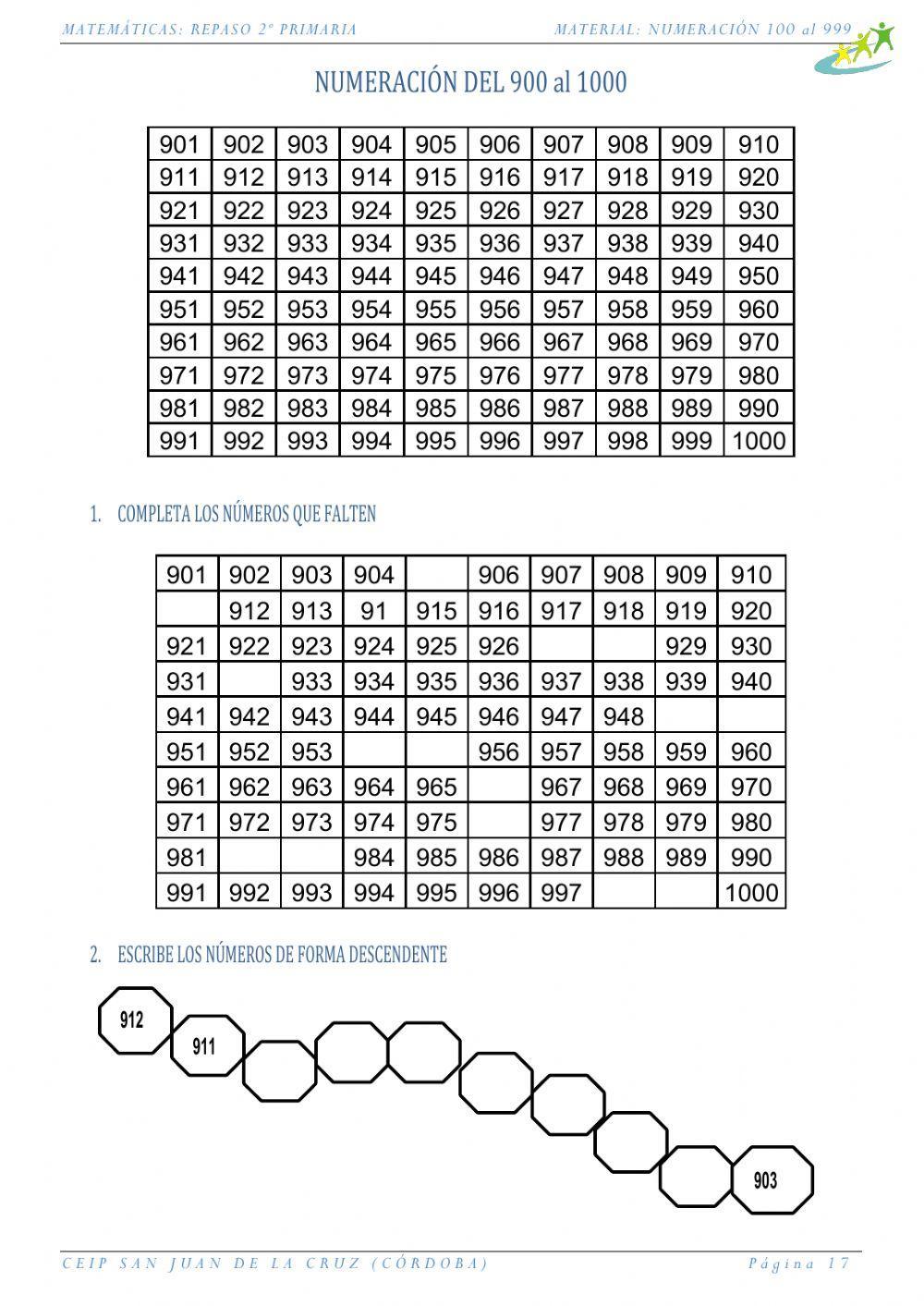 Actividades-numeración-900 al 999