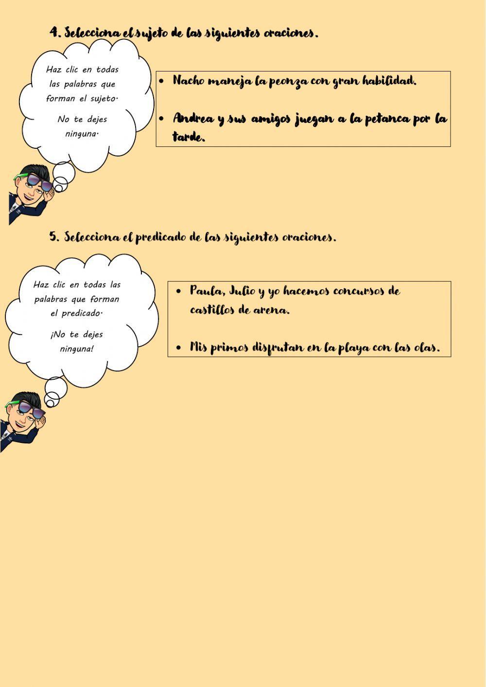 Repaso de la oración. sujeto y predicado.