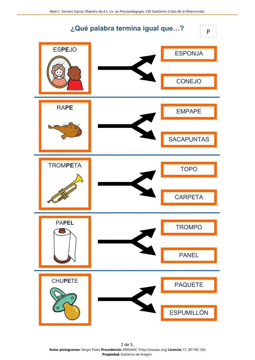 Que palabra termina igual - P en sílaba directa media