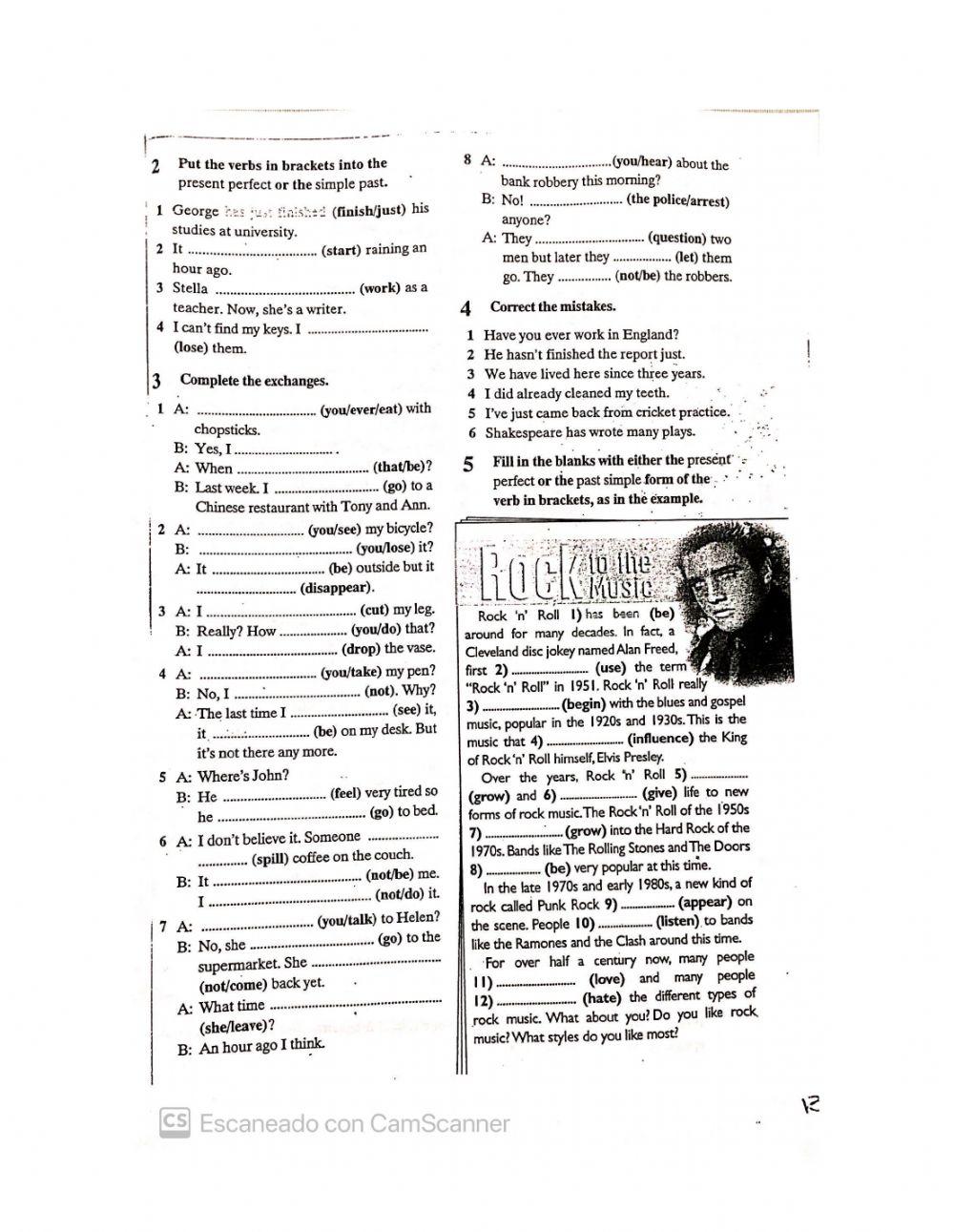 Present perfect vs simple past practice
