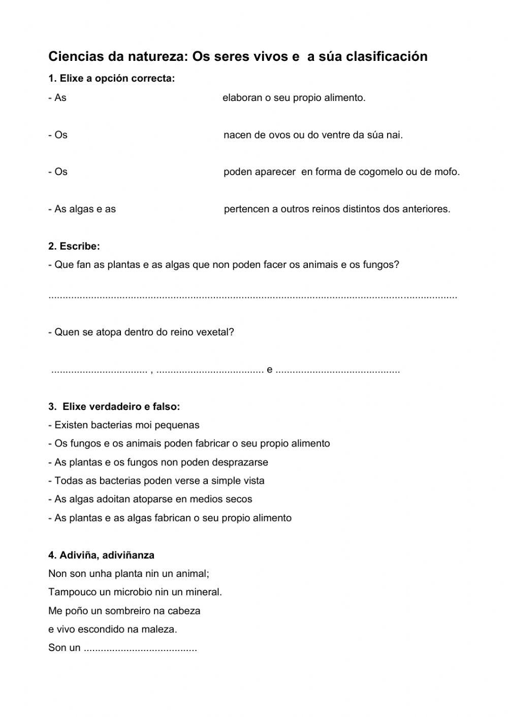 Os seres vivos e a súa clasificación 2