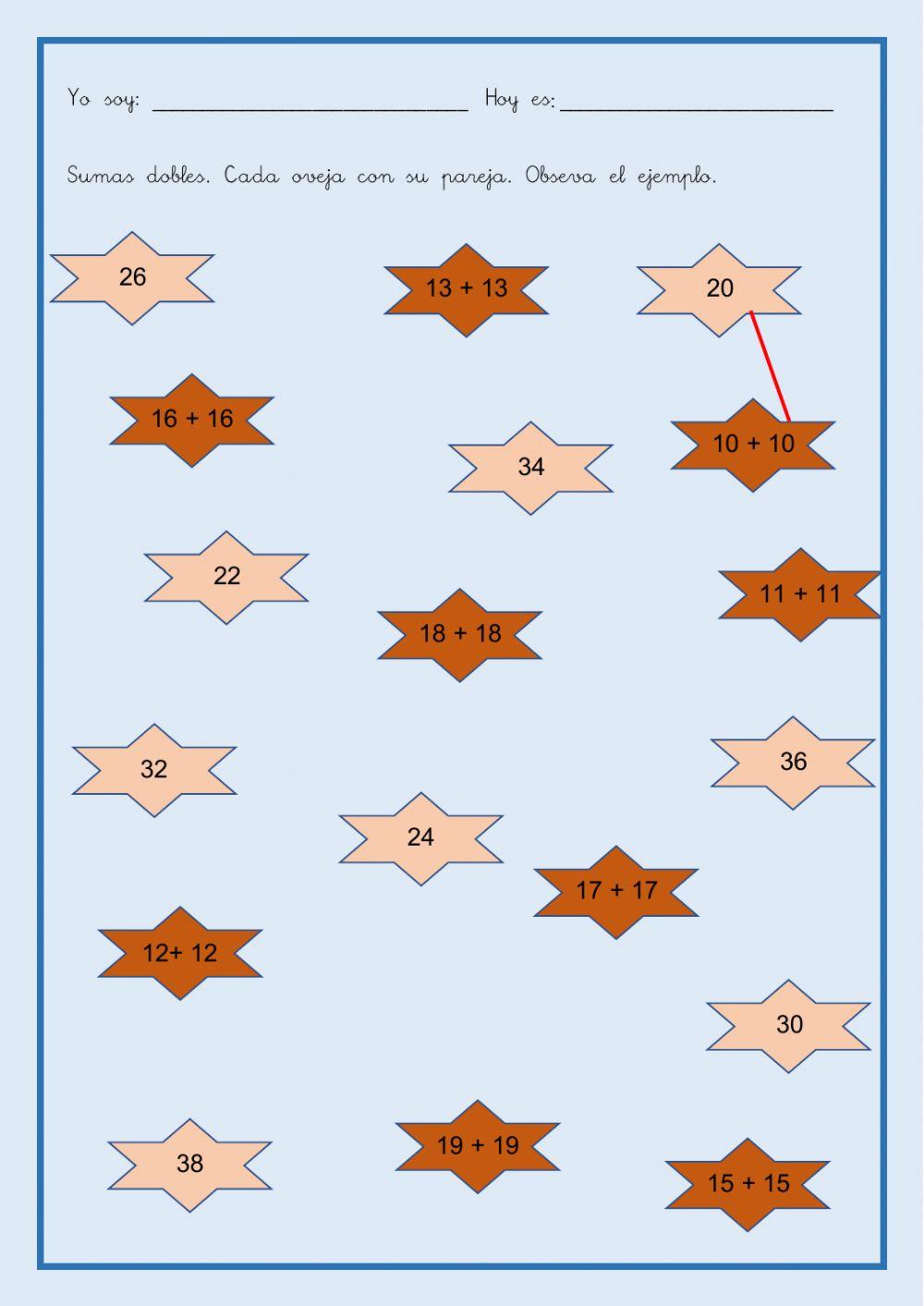OAOA Cada oveja con su pareja. Sumas dobles 4