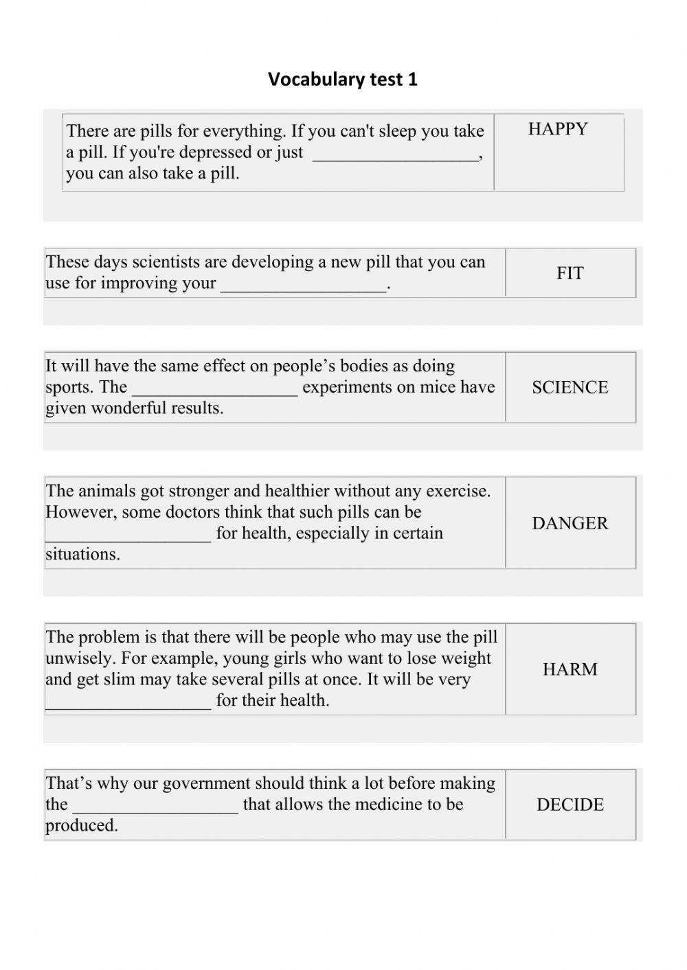 Vocabulary test 1 (OGE)