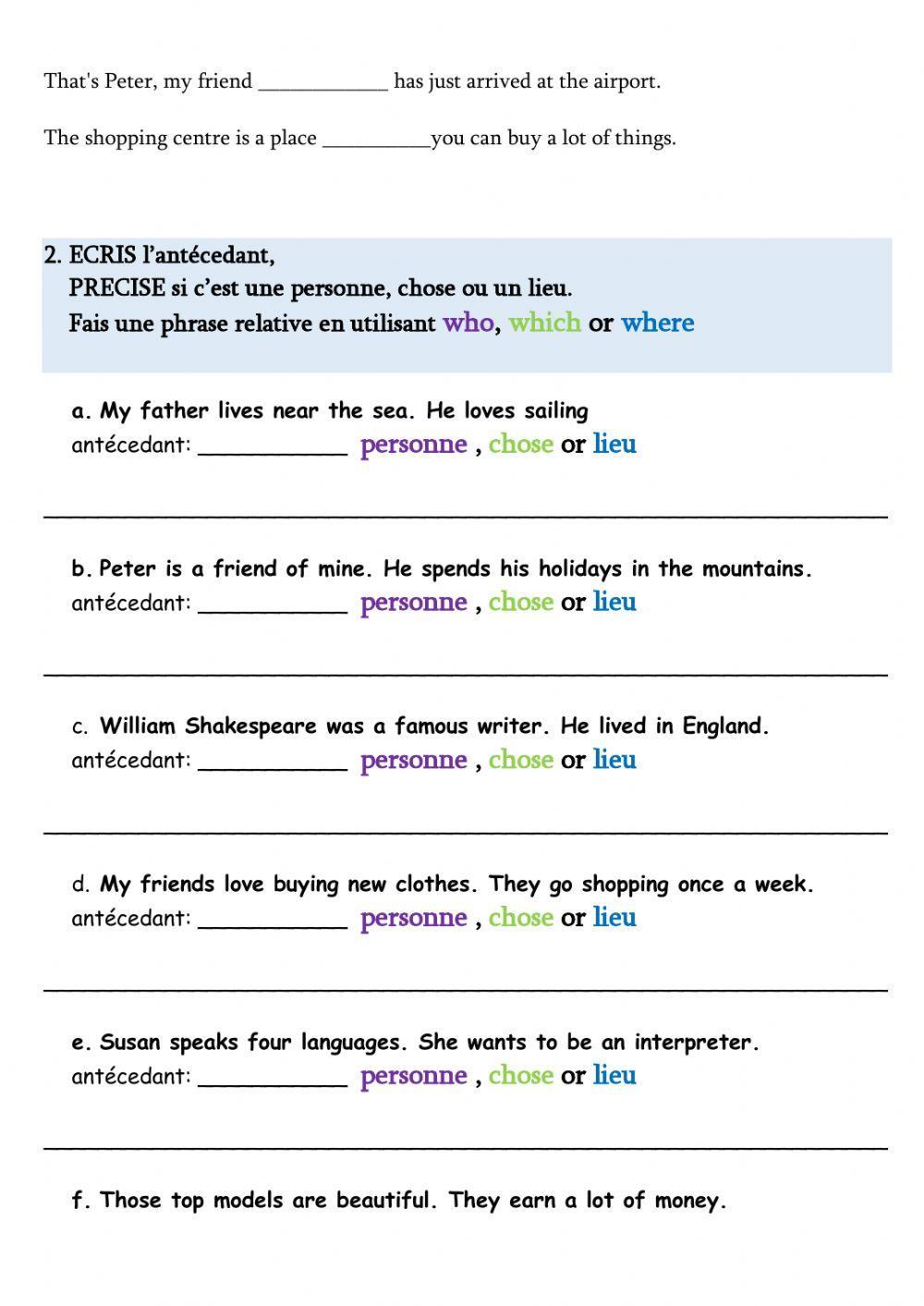 RELATIVE CLAUSES - phrases relatives