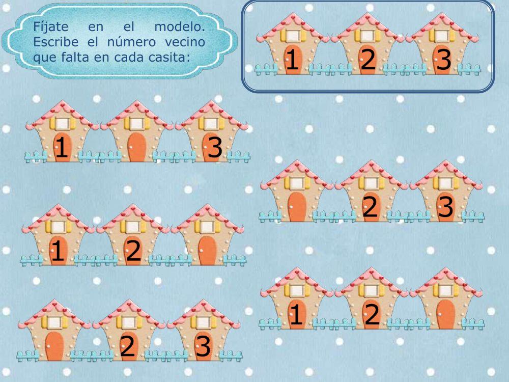 Las casitas: conteo hasta 3