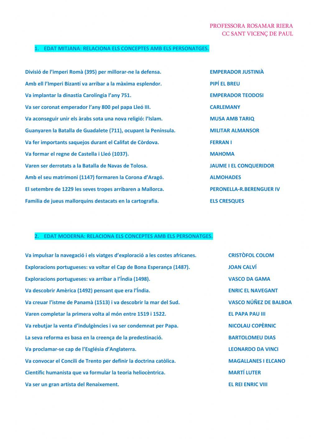 Repàs edat mitjana i edat moderna