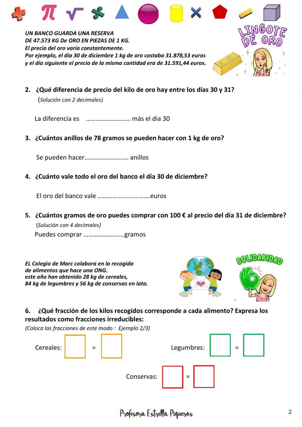 Repaso matemáticas de 6º - Act. Interactiva Nº1